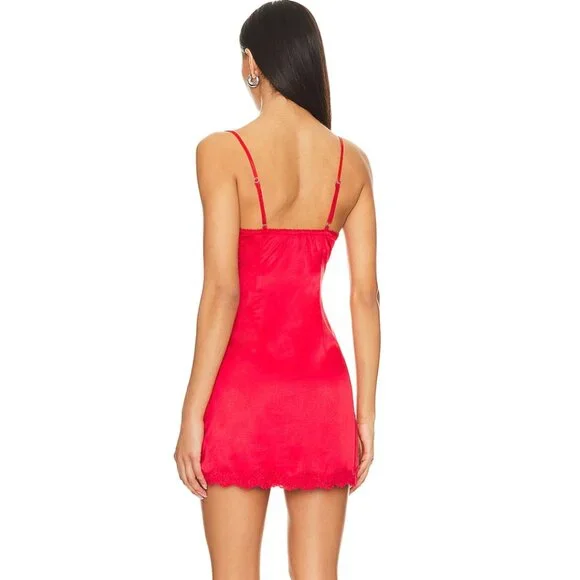 NEW Lovers and Friends Cassandra Slip Dress in Red Satin Silk Sexy XS - Picture 3 of 3